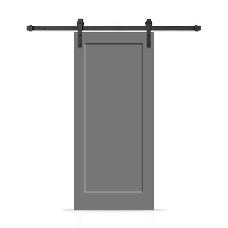 Porte de grange coulissante moderne en composite 1 panneau avec ensemble de quincaillerie, Gris clair, 30 po x 80 po