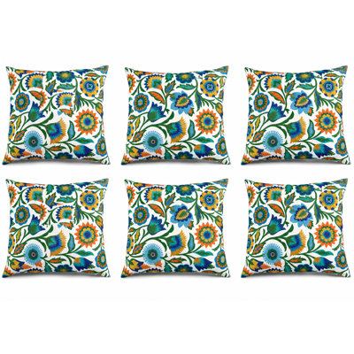 Housse de coussin d'extérieur hydrofuge bleu / vert 19 po x 19 po x 1 po en coton 6 po