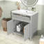 Meuble-lavabo de 30 po avec lavabo en céramique - teinte grise, style moderne, bois massif, construction, rangement spacieux gris, design, structure, planches, dissimulé
