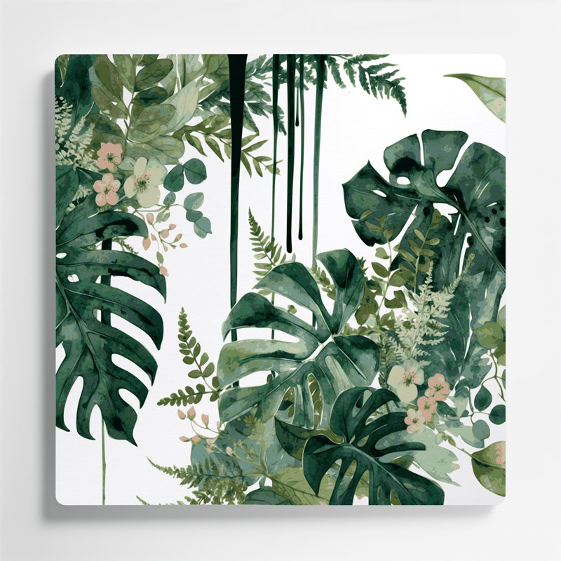 «Botanical Botanical Collage», art mural en métal vert, H 8 po x l 8 po