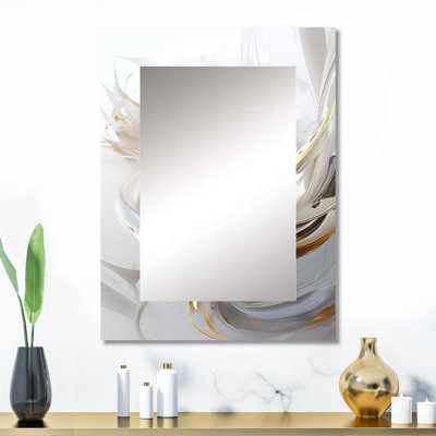 Fractale or sphère sur blanc I - miroir mural unique Fractals, miroir moderne, art imprimé en métal