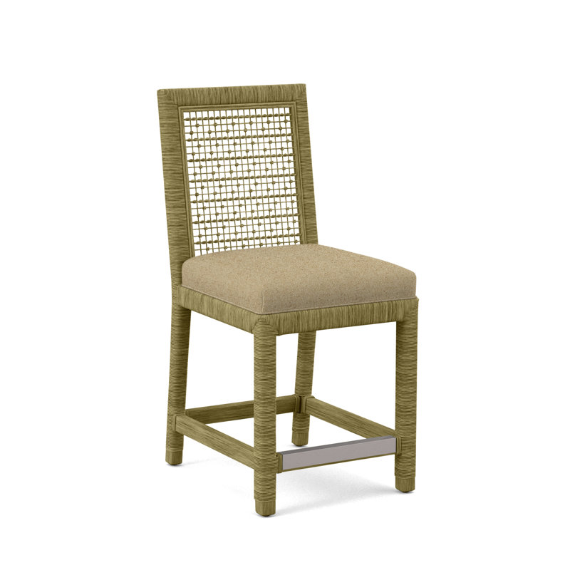 Pine Isle 24" Counter Stool, Sunbrella Beige Pinstripe; 6205-74, Brass