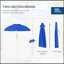 Parasol de plage portatif sophistiqué de 5,7 pi avec inclinaison, hauteur réglable, 2 porte-gobelets et crochets, parasol d'extérieur à volants UV 40+ avec auvent ventilé