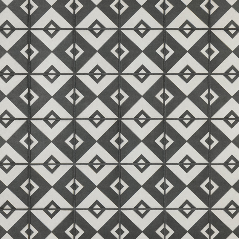 Twenties Vertex Mini 4" x 4" Ceramic Patterned Wall & Floor Tile
