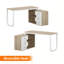 140cm Rotating L-Shaped Desk with 3 Drawers & Storage Shelves - Reversible Home Office Corner Desk-1504224934-1504313203
