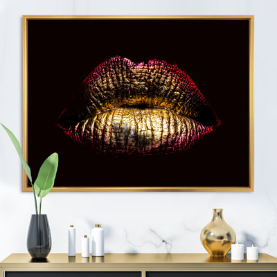 Lèvres féminines sexy dorées - photographie sur toile