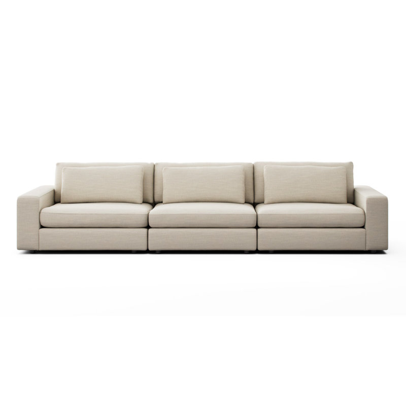 Bloor 3PC Sectional-132"-Savoy Parchment, Savoy Parchment Polyester Blend