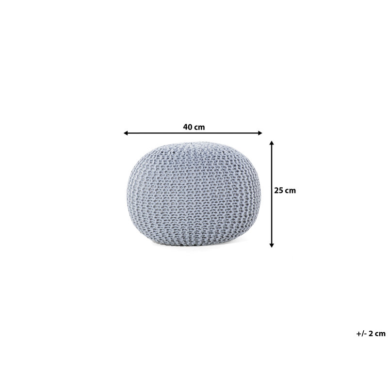 Bentall 40cm Wide Round Solid Colour Pouffe Ottoman, Light Grey