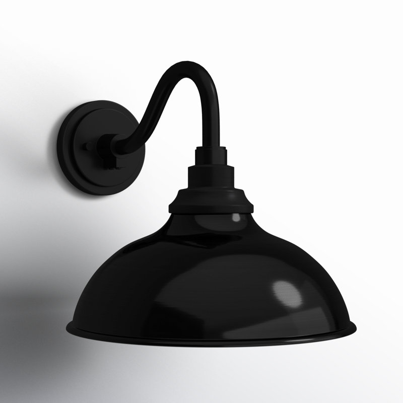 Black 1-Bulb 11.25"H Outdoor Barn Light, Black