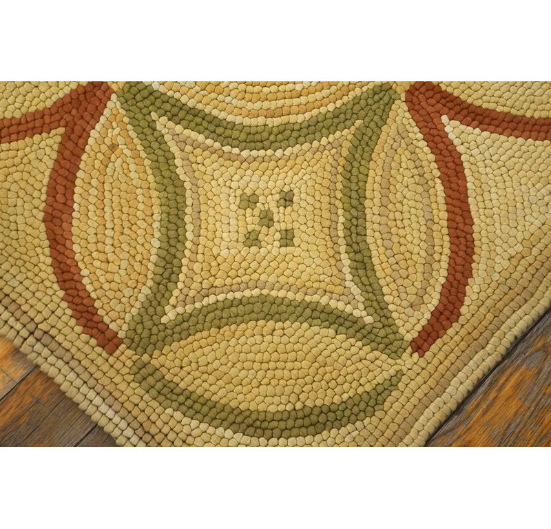 Astonishing Geometric Pattern Contemporary Handmade Cotton American Hooked Rug