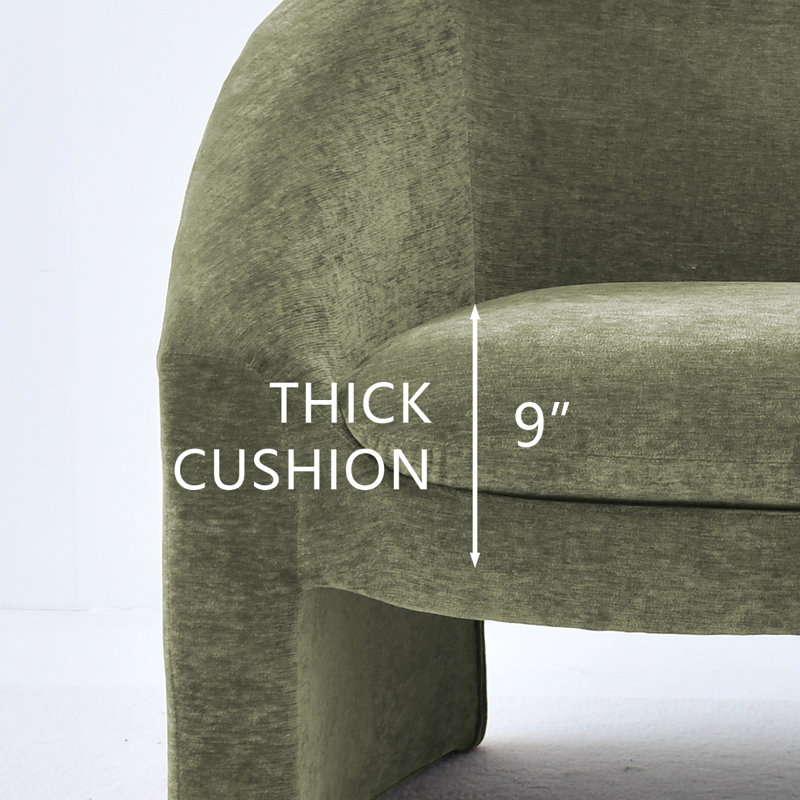 Ichika 32" W Chenille Accent Chair , Olive Green Chenille