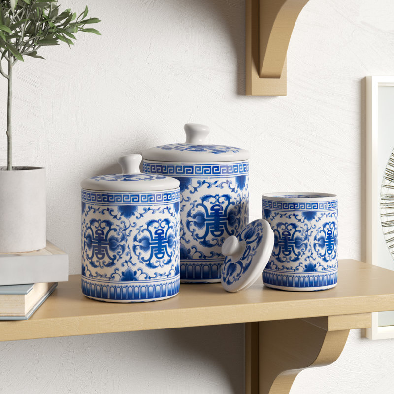 Clemon Porcelain China Canister - Set of 3