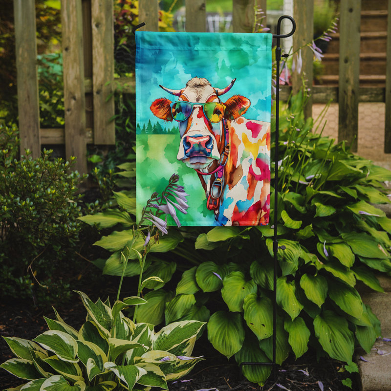 Drapeau de jardin de vache hippie