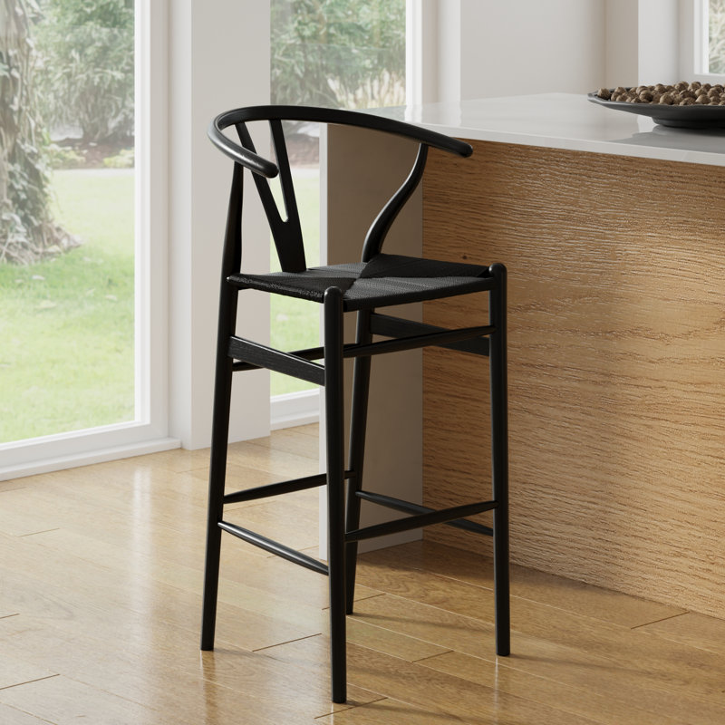 Tabouret de bar et de comptoir en bois massif Etta, Tabouret de bar (siège d'une hauteur de 30 po), Noyer, naturel
