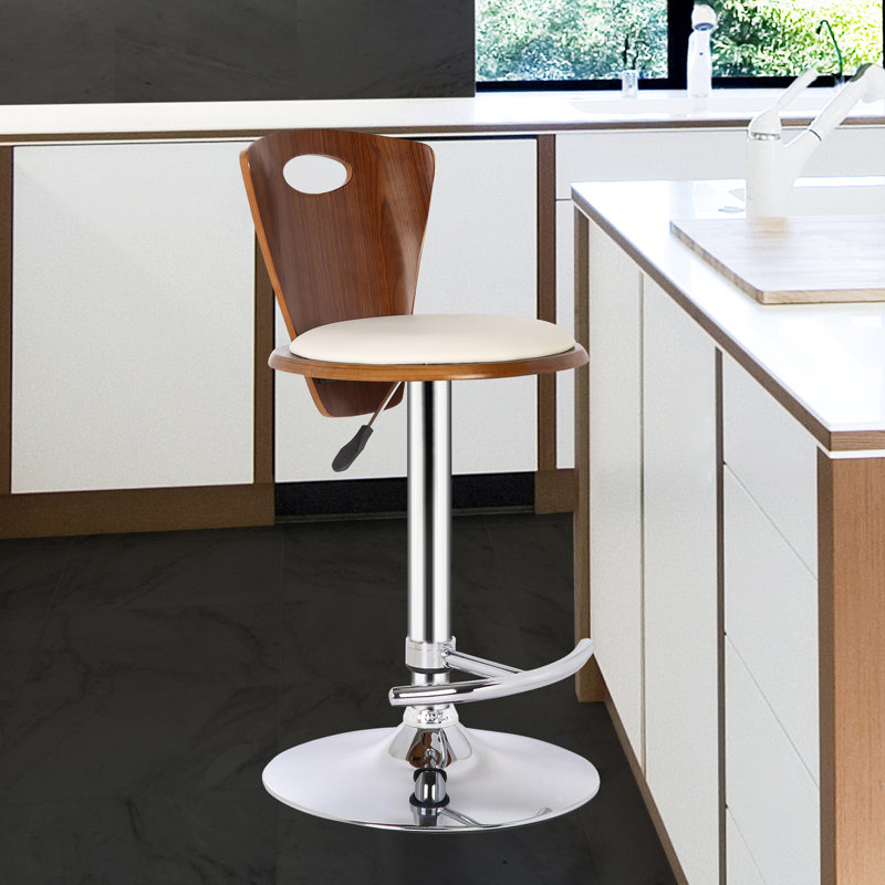 Langton Swivel Upholstered Adjustable Height Counter Stool, Cream