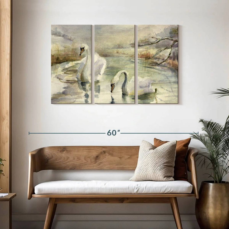 Cygnes Brampt en hiver, H 28 po x l 45 po
