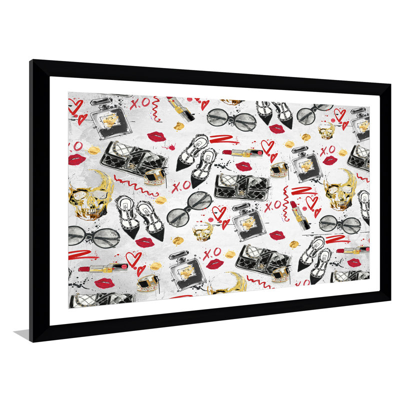 «Fashion Victim 1», impression sur toile, H 27,5 po x l 39,5 po, Cadre noir, Blanc mat