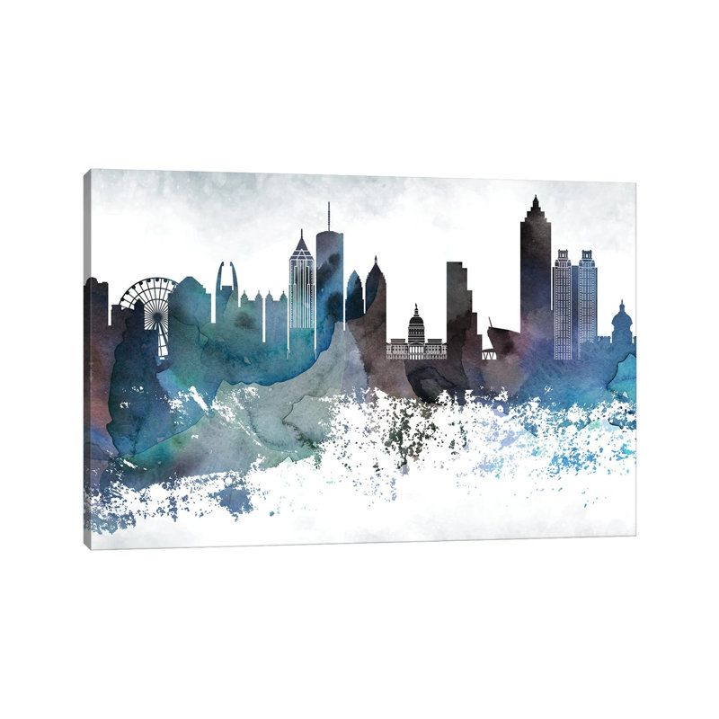 Atlanta Bluish Skylines - Wrapped Canvas Print, 20.32cm H x 30.48cm W