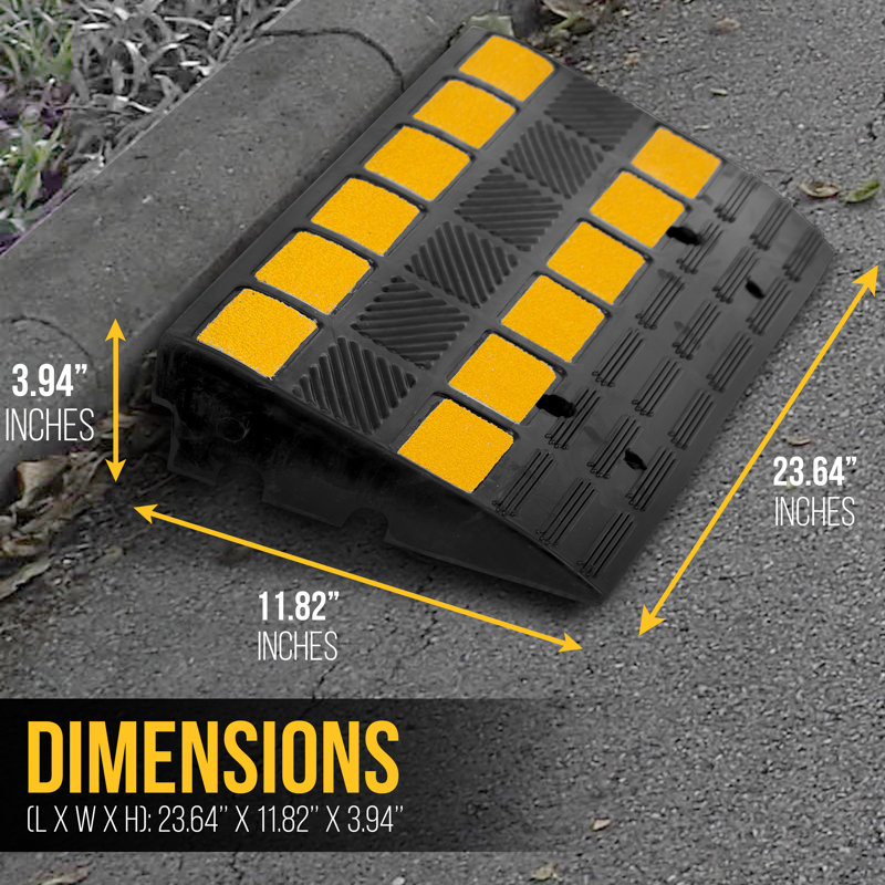 Pyle Car Vehicle Curbside Driveway Ramp - 2PC Heavy Duty Rubber Threshold Bridge Track Curb Ramp, For Loading Dock, Garage, Sidewalk, Truck, Scooter, Bike, Motorcycle, Wheelchair Mobility