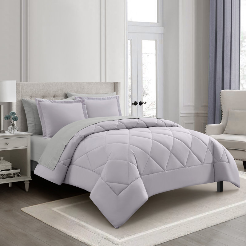 Ensemble d'édredon matelassé 7 pièces Anneli, Mauve clair, Grand édredon et 6 pièces supplémentaires