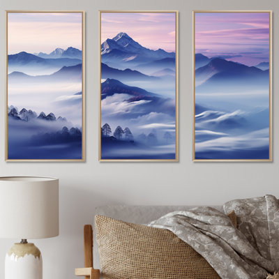 Mountain Blue Peak Harmonies III - Landscape Mountains Wall Decor Set