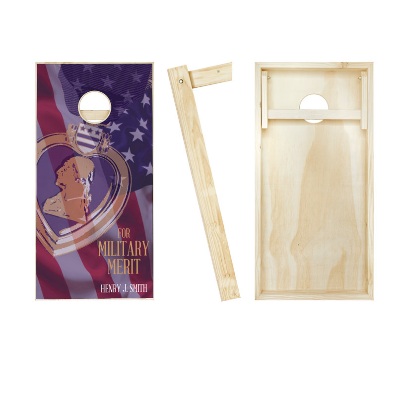 Ensemble de cornhole en bois massif 2 'x 4' avec sacs, Rouge / bleu royal