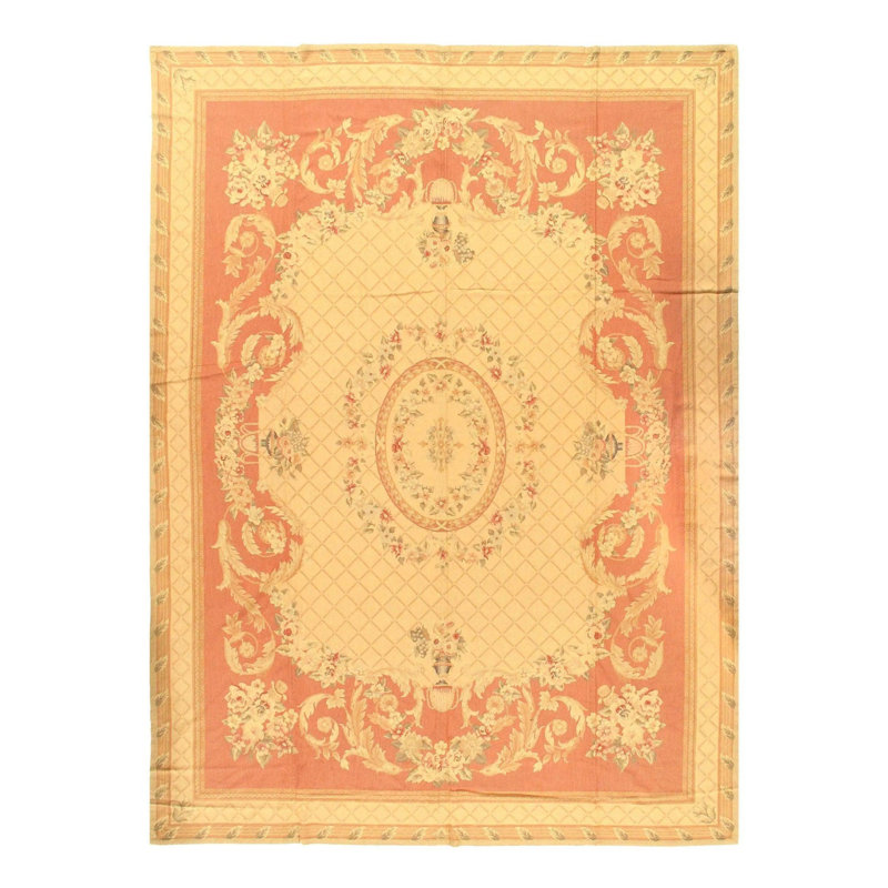 Tapis oriental en laine / coton oriental doré à la main 8 pi 4 po x 11 pi 7 po