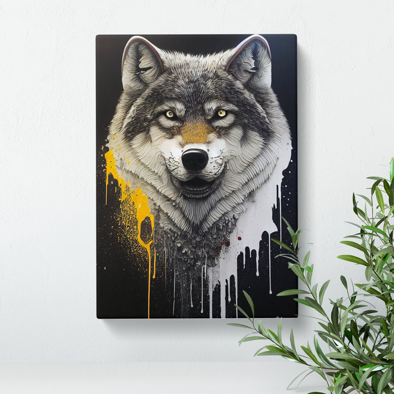 Splashed Wolf No.2 - Wrapped Canvas, 50cm H x 35cm W x 3cm D