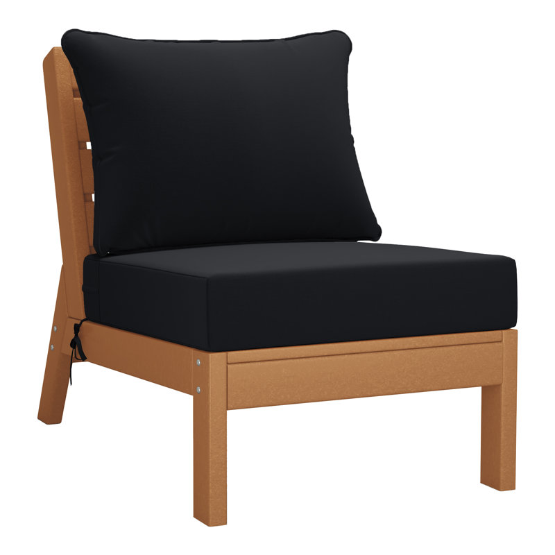 3-Piece Deep Seating Set With Cushions, Teak, Black