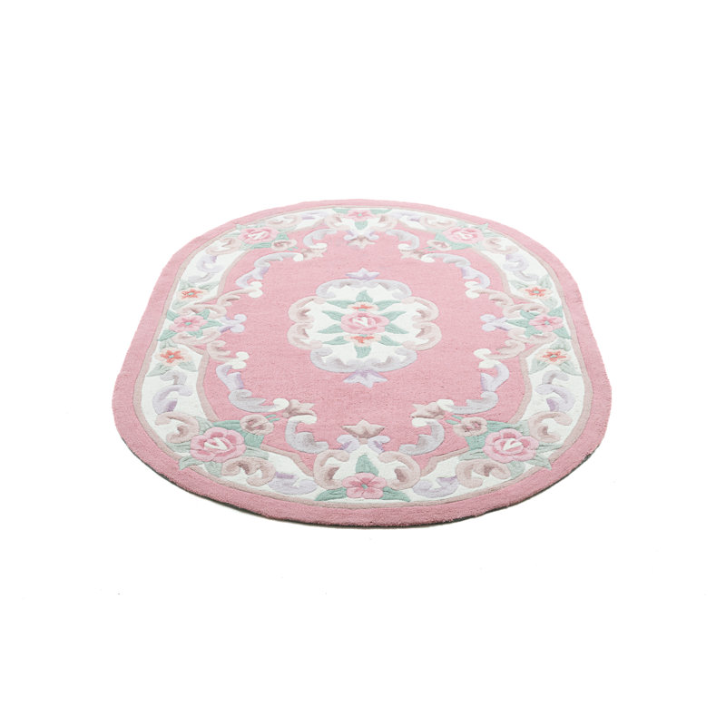 Handmade Costilla Rug In Pink, Oval 190 x 290cm