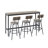 Long Bar Table Set with PU Upholstered Bar Stools, Industrial Bar Table and Chairs for Kitchen Breakfast Table, Living Room, Banquet Hall-97439632-123637070
