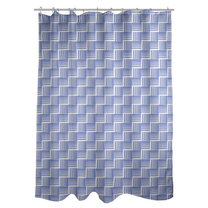 Rideau de douche simple basketweave rayures classic, Bleu / Blanc