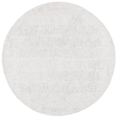 Ermalee Ebony Hand Tufted Wool Abstract Rug