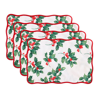 Karnecia Border Christmas/Holiday Placemats, Set of 4, 13"x19"