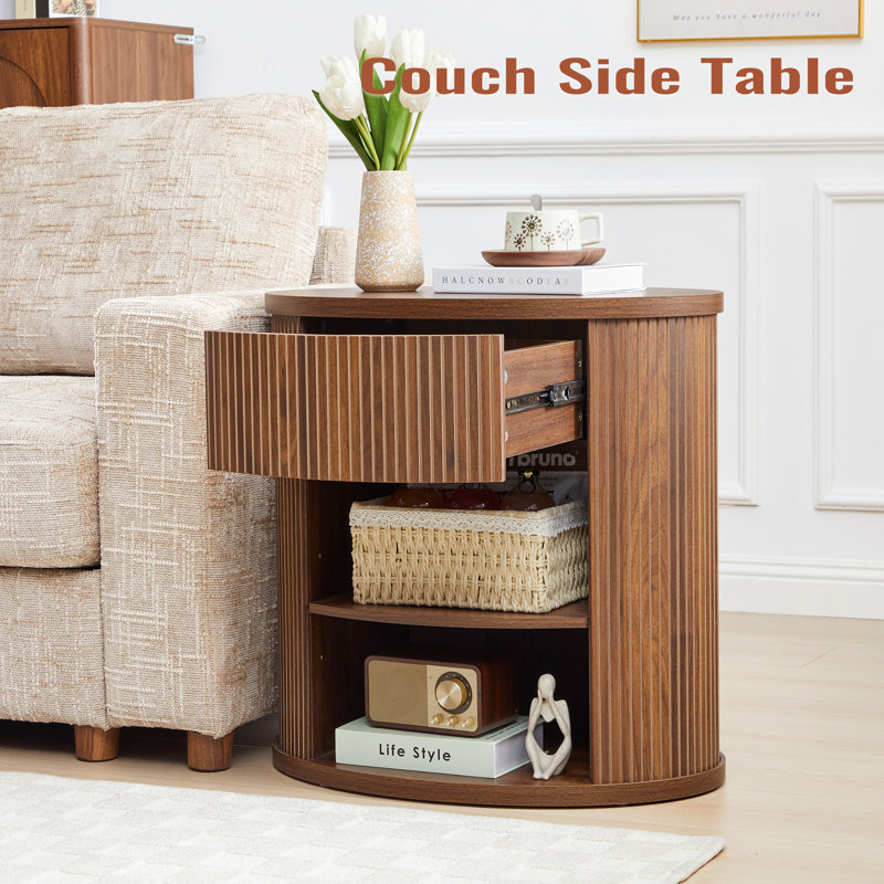 End Table With Storage, Walnut