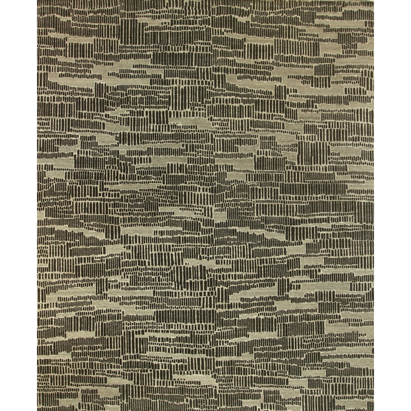 Hand-Knotted Charcoal/Taupe Rug, Rectangle 12' x 15'