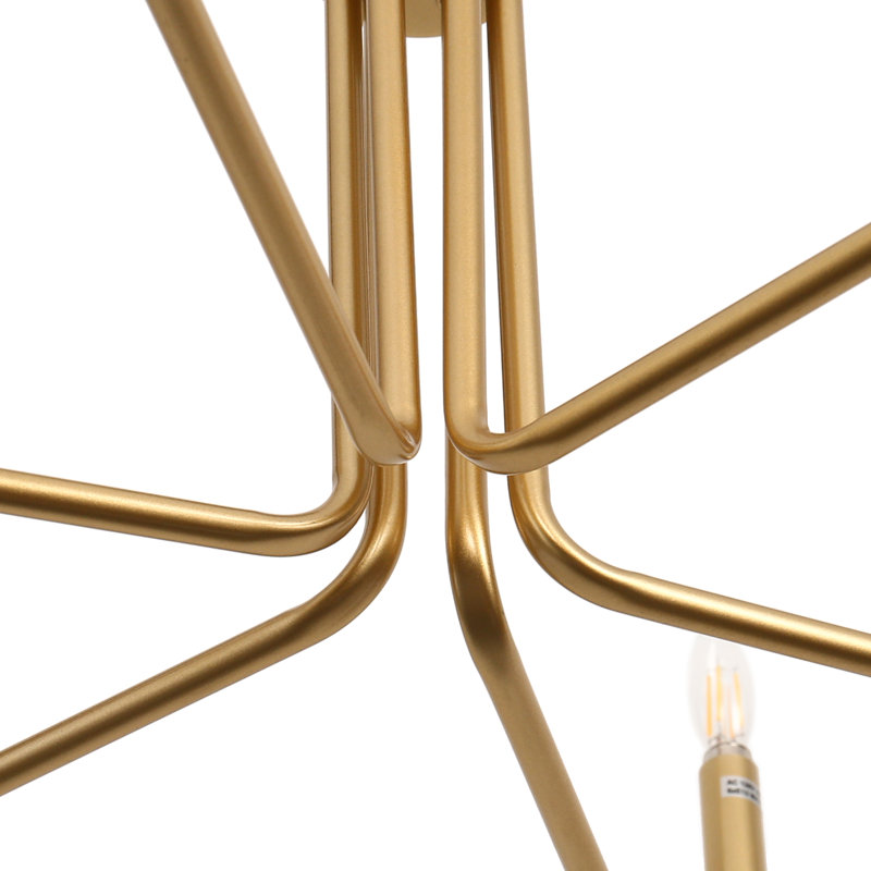 Chandelier 6 Light Industrial Style, Gold