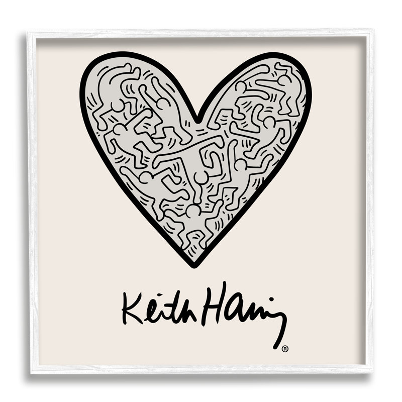 «Keith Haring People Inside Heart» par Ros Ruseva - impression, Plaque murale, L 24 po x H 24 po