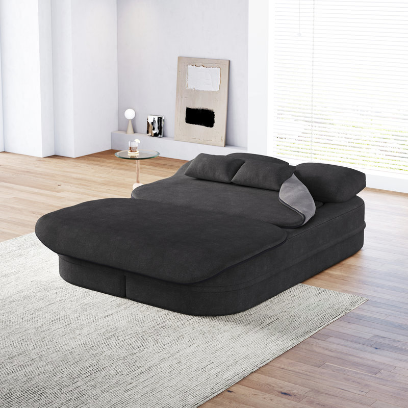 Lit escamotable de 75 po avec chenille respirante et coussin antidérapant, couverture polyvalente 3 places pour la maison 2 en 1 mousse convertible haute densité, espace de vie de la chambre à coucher