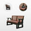 2-Seater Solid Wood Patio Glider Chair, Dark Grey And Dark Brown-123040648