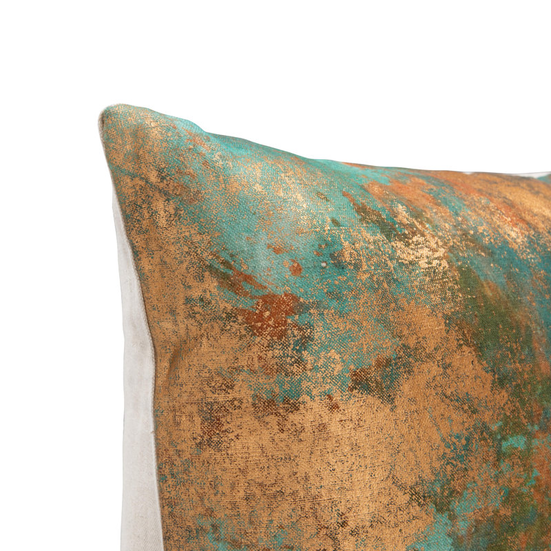 Equilibrium Abstract Linen Blend Throw Pillow, Turquoise/Copper Abstract