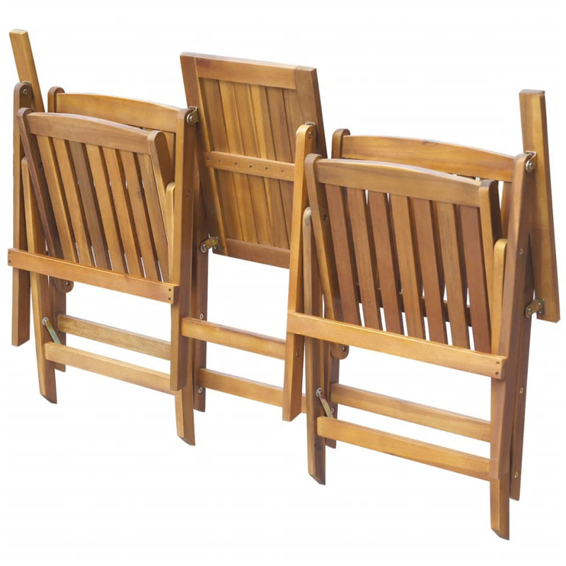 Banc de jardin pliant en bois d'acacia brun moyen pliable