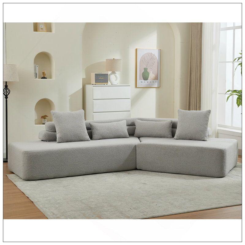 Canapé modulaire nuage minimaliste de 128 po, canapé moderne, 4 places, sans assemblage, canapé modulaire à deux places, tissu en peluche, tissu d'ameublement anti-froissement