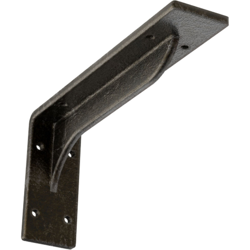 2"W x 10"D x 4 3/4"H Embrey Steel Bracket, Antiqued Warm Silver, Antiqued Warm Silver, 4.75" H x 2" W x 10" D