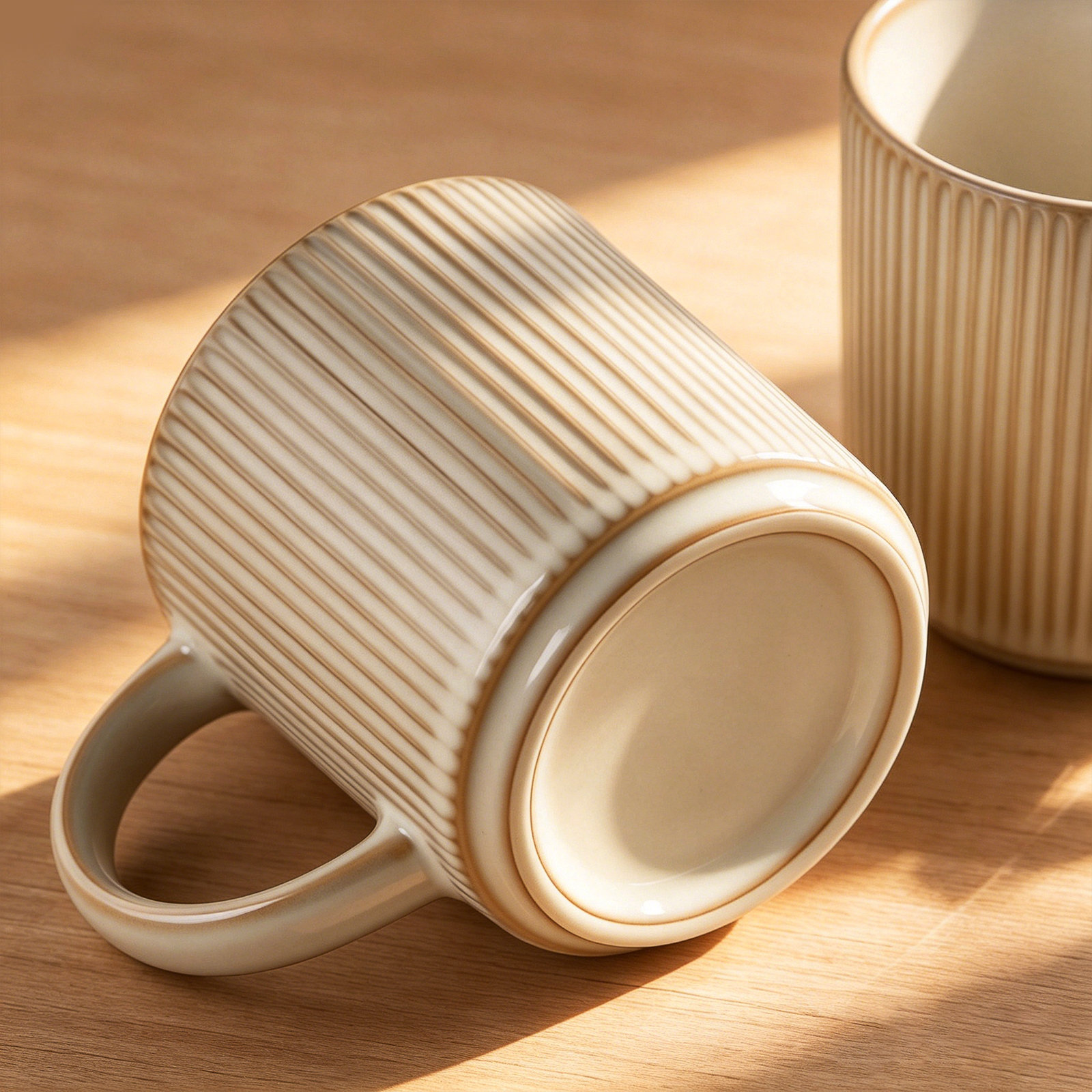 Azal Stoneware Coffee Cup, Cappuccino White, 12 oz