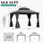 Outdoor Patio Metal Frame Gray Wood Grain Resin Roof Gazebo with Privacy Curtain Mosquito Netting-121781435-118232586