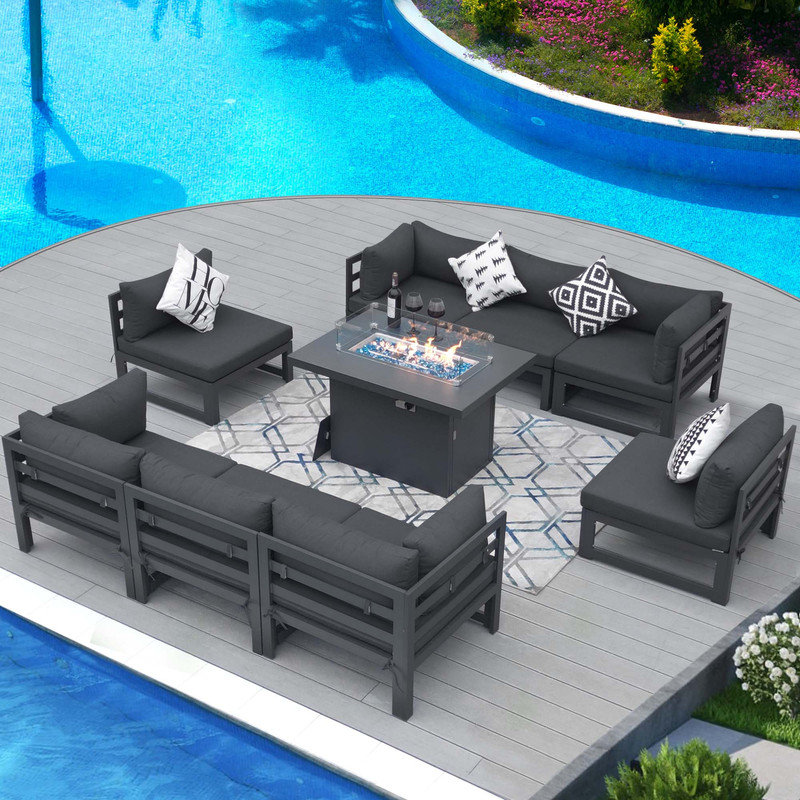 Patio set with firepit hot sale