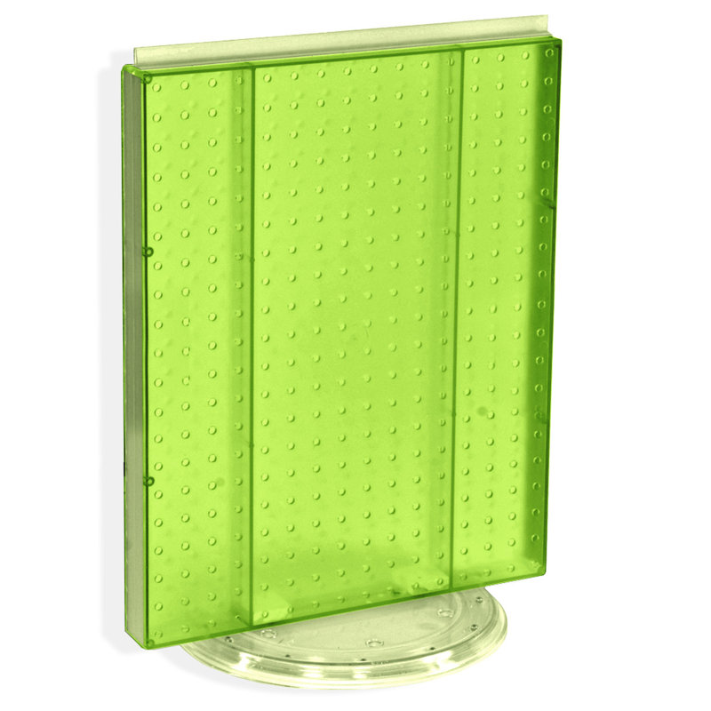 Green Acrylic Revolving Pegboard Counter Display, 16"W x 20"H
