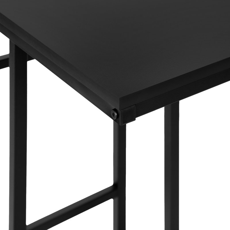 Accent Table C-shaped, End, Side, Snack, Living Room, Bedroom, Metal, Laminate, Contemporary, Black