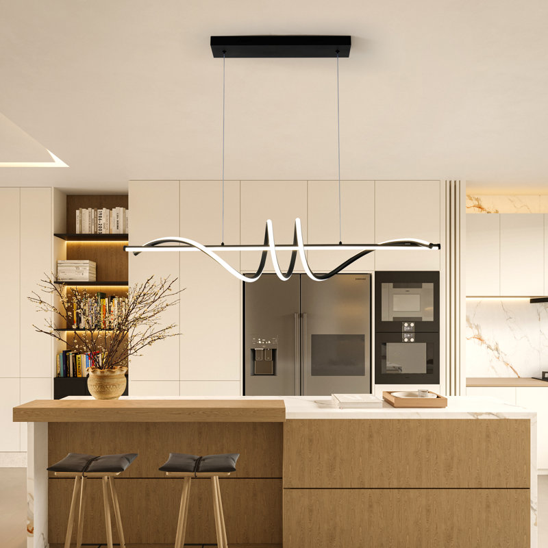 2 - Light Black LED Kitchen Island Pendant